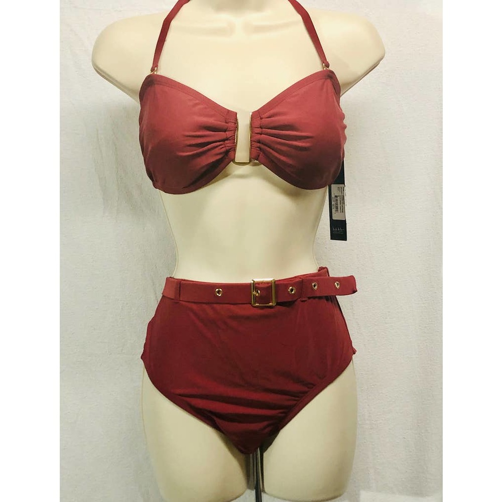 NWT Nicole Miller SZ: M Red Bandeau Bikini